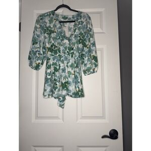 2 Hearts Flowy Sleeve V Neck Floral Peplum Blouse Xl W Belt Nwt 36